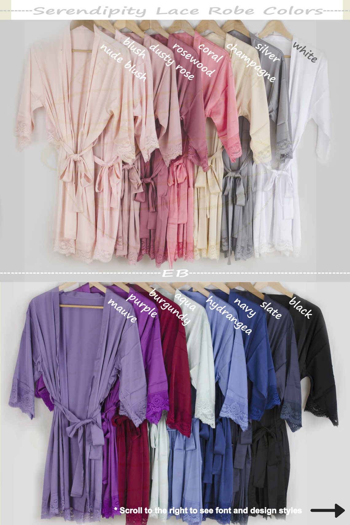 Flower Girls Robe Set of 6 Solid Satin Lace Robe Wedding Etsy