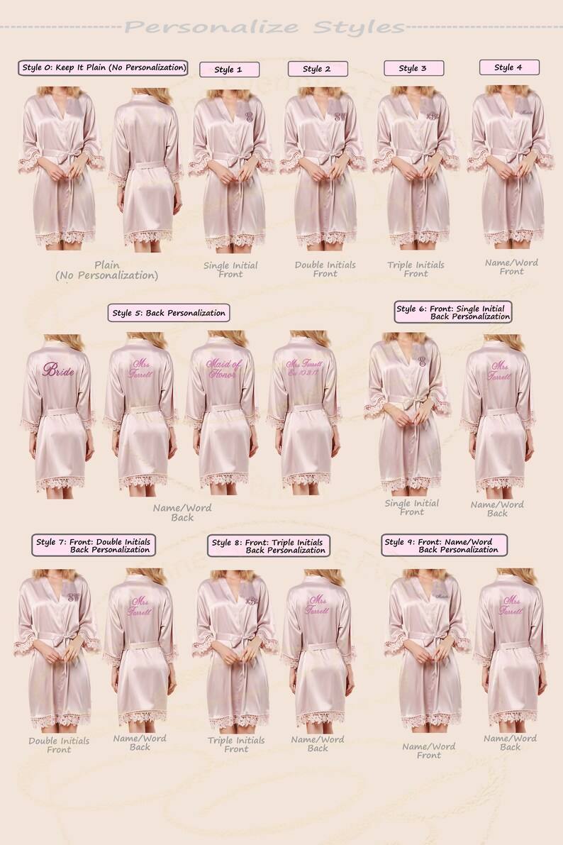 Set of 9 Personalized Robes Bridesmaid Mauve Purple Robes Etsy