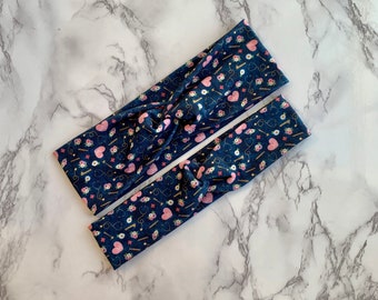 Nurse Floral on Navy Twist Headband, Knot Headband, Turban Headband, Fitness Headband, Women Headband, Nurse Headband, Nurse Gift