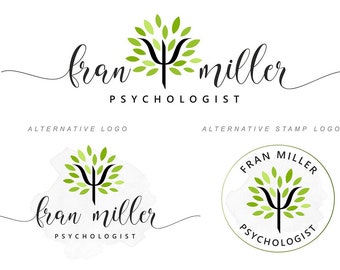 Tree of life, Psychology logo, Medical design, Clinic Health logo, Doctor branding kit, Coacher Psi symbol Therapy custom logo watermark 207