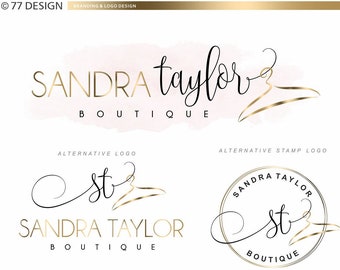Clothes Hanger, Logo design, Boutique branding set, chic kit, Fashion branding kit, Sewing logo package feminine logo Hanger gold design 087