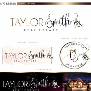 Logo immobiliare, logo dell'agente immobiliare, kit di branding, marketing immobiliare, biglietto da visita, marchio del broker, logo key house dell'agente immobiliare stamр logo d'oro 048
