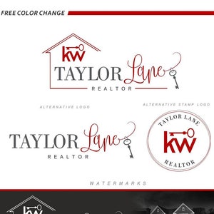 Design del logo dell&#39;agente immobiliare, Logo immobiliare, Kit di branding, Marketing immobiliare, Marchio dell&#39;agente del broker, Logo Key House, Timbro dell&#39;agente immobiliare, Logo KW 128