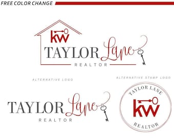 Realtor logo design, Real estate logo, branding kit, Real estate marketing, Broker agent brand, Key House logo, realtor stamp, KW logo 128