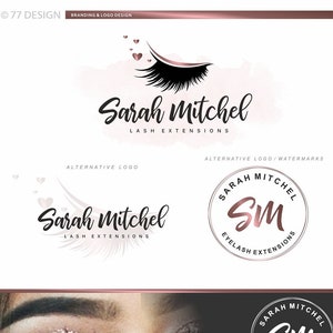 Logo de cils, Conception de logo de cils, Kit de marque de cils, Package de logo de beauté, Logo d’extensions de cils, Carte de visite, Forfait Marketing Personnalisé 019