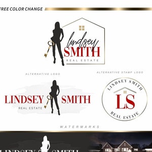 Logo immobiliare, Logo agente immobiliare, Kit di branding femminile, Marketing immobiliare donna, biglietto da visita, marchio Lady Broker, timbro chiave casa oro 125