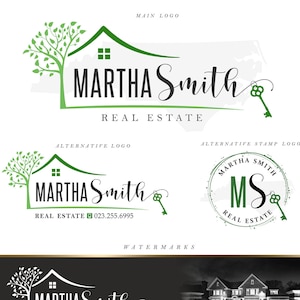 Real Estate Logo Design, Realtor Stamps, Tree House Key Logo Set, Realtor Logo, Real Estate Branding, Logotipo de agente inmobiliario  260