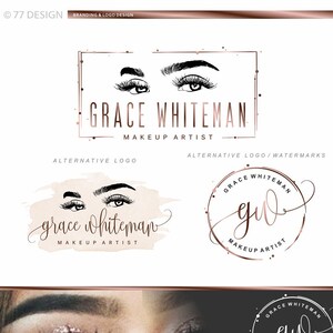 Kit de marca de cílios com logotipo, pacote de logotipo de cílios, design de logotipo de artista de cílios, logotipo de extensões de cílios, cartão de visita, pacote personalizado de marketing 015