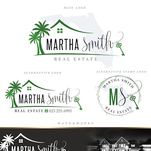 Real Estate Logo Design, Realtor Stamps, Palm house Logo Set, Realtor Logo, Real Estate Branding, Realtor Logo and Watermark, Realty 259.2