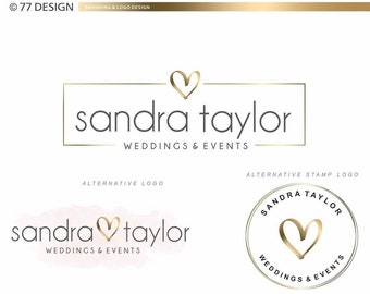 Event planner logo, Heart logo design, Business logo, Wedding logo, Logo Package, Beauty logo, Gold photography logo, Stamp, Watermark 084