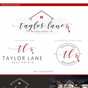Real Estate logo ontwerp, Makelaar logo, Branding kit, Makelaar marketing, visitekaartje, Open Huis sleutel logo set Broker ontwerp 100