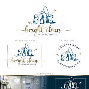Cleaning logo design Cleaning service House cleaning logo cleaning company logo set 348 House cleaning Desinfection logo Premade logo