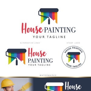 House painting service logo, Home Decorator Logo, House painter logo, Colorful Logo, House Painter logo, Paint Roller Logo, Dyer logo  354