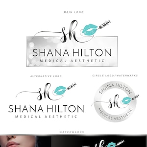 Lip Injection Logo, Medical Cosmetics Logo, boutique logo kit, Plastic Surgery Logo, Botox Logo Design Beauty Nurse Branding package 498