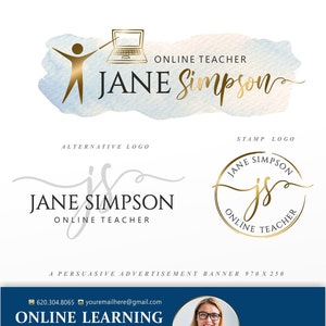 Online docentenlogo, Online leerlogo, Virtuele assistent logo marketing, Online onderwijs logo, Home office logo, Teacher training 297