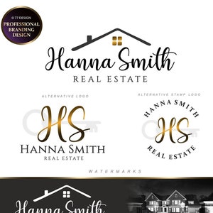 Real Estate logo design, Branding kit, Realtor logo, Real estate agent marketing, Stamp Sign logo, House roof key logo, Broker design 238
