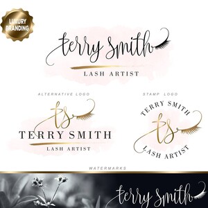 Lashes logo, Boutique kit beauty logo, Makeup logo, Lash artist logo design, Eyelash branding, logo package, Gold lashes extensions logo 196
