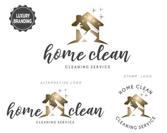 Unique Cleaning logo design, Premade logo, Cleaning service, House clean brand, Housekeeping design, Spackle kit, Professional Office  265