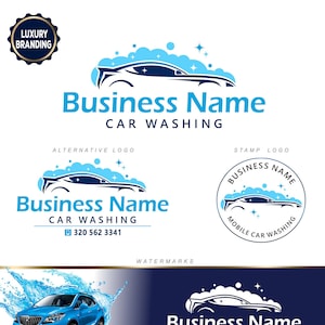 Design de logotipo para lavagem de carros, Serviço de lavanderia para carros, Kit de marca, Serviços de limpeza, Logotipo comercial, Cartão de visita personalizado, Logotipo para lavagem de veículos 307.3