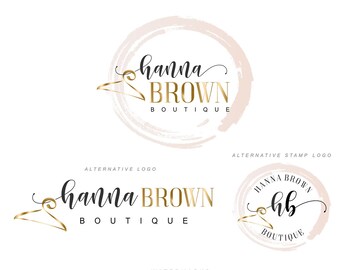 Boutique Hanger Logo Design, Business Card, Feminine Branding Kit