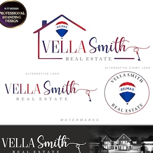 Pacote de logotipos e branding, kit de branding, design de logotipo de corretor de imóveis, pacote de logotipo Foto marca d'água Logotipo de balão REMAX imobiliário, design de corretor 242