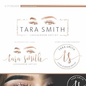 Rose gold Lash logo design, Artist logo, Eyelash branding kit, Premade logo package, Lash extensions logo, Marketing kit, Custom package 006