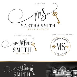 Logotipo de realtor, diseño de logotipo de bienes raíces, kit de marca, llave de bienes raíces, conjunto de marketing de bienes raíces, logotipo de bienes raíces moderno de moda, conjunto de logotipo de corredor 263