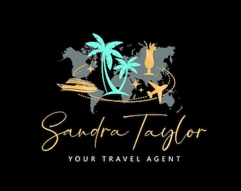 Travel Agent Logo Design, Golden Palm Branding Kit (Digital Files) 558