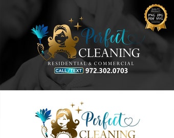 Custom Cleaning Business Logo Design, Maid Service Branding Kit