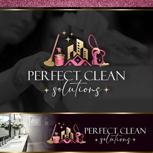 Reinigungsservice-Logo-Design, gewerbliches Wohnlogo, Hausreinigungs-Marketing-Kit, Housekeeping Maid-Logo, Geschäftshaus-Logo 543
