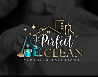 Cleaning service logo design, Commercial residential logo Home House cleaning marketing kit Housekeeping Maid Logo, Business house logo 513