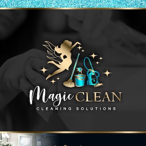 Cleaning service logo design, Mermaid Logo, Home House cleaning marketing kit Housekeeping Maid Logo, Fabulously Clean logo, SVG logo 528