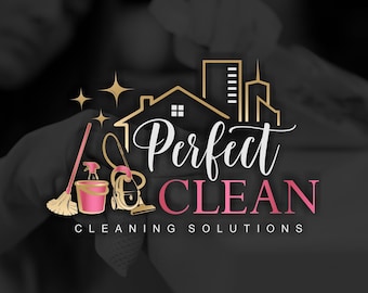 Cleaning service logo design, Commercial residential logo Home House cleaning marketing kit Housekeeping Maid Logo, Business house logo 506