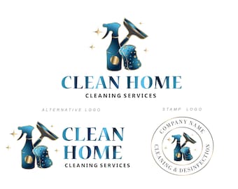 Cleaning logo design, Premade logo, Cleaning service, House cleaning, Desinfection logo, House cleaning logo cleaning company logo set 346