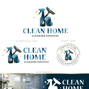Cleaning logo design, Premade logo, Cleaning service, House cleaning, Desinfection logo, House cleaning logo cleaning company logo set 346