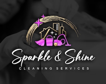 Cleaning service logo design, Commercial residential logo Home House cleaning marketing kit Housekeeping Maid Logo, Business house logo 526