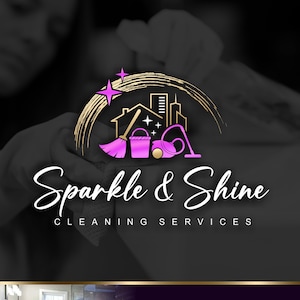 Cleaning service logo design, Commercial residential logo Home House cleaning marketing kit Housekeeping Maid Logo, Business house logo 526