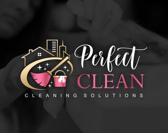 Cleaning service logo design, Commercial residential logo Home House cleaning marketing kit Housekeeping Maid Logo, Business house logo 523