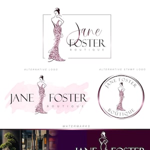 Logo de la boutique de beauté, logo de la robe, logo de la silhouette de la femme, logo du blog, logo de la mode, kit de marque élégant, logo de la boutique de vêtements, logo de la robe 334
