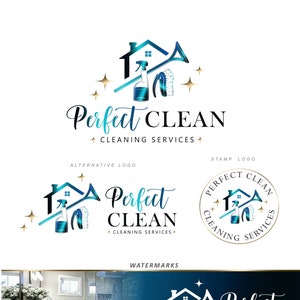 Servizio di pulizia logo design personalizzato, Servizio a domicilio, Logo aziendale prefabbricato, Kit di marketing per la pulizia della casa Logo pulizia Logo della cameriera 435
