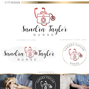 Logo infermiere, Logo stetoscopio, Logo per infermieri, Logo borsa medico, Logo medico infermiere, Logo salute clinica, Logo medico, Marchio salute 342