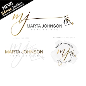 Makelaar logo, Onroerend goed logo, Huizen ontwerp, Huis sleutel logo branding set, Instagram iconen gratis, Makelaar stempels, Te koop teken, Realty 287