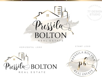 Real Estate logo design, Branding kit, Realtor logo, Gold realty branding, Real estate agent marketing stamp House logo, Broker design 494