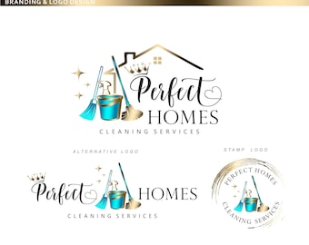 Cleaning logo, Mop Logo,  Broom Logo, Bucket Logo, House cleaning logo, Cleaning Service Logo, Cleaning business logo, Housemaid logo 439