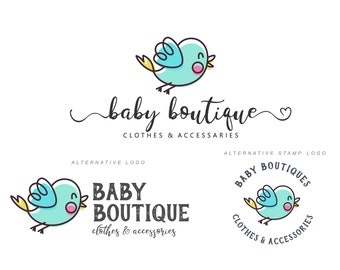 Baby Boutique Logo, Birdie logo, Kids store logo, Baby fashion logo, Kids shop logo, Kids Logo Brand, Babys Clothing Shop, Kids logo 314