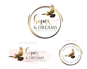 Therapeutic center logo, Life coach therapy logo, Psychologist logo, Dove logo design, Hope logo, Dream logo, Mind Spirit logo, Logo set 487