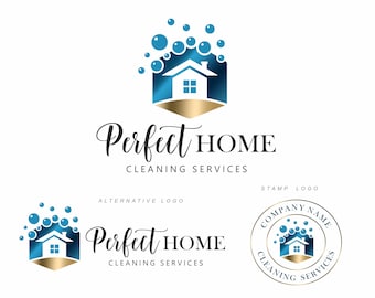 Cleaning logo design, Premade logo, Cleaning service, House cleaning, Disinfection logo, House cleaning logo cleaning company logo set 409