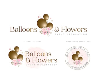 Balloon Logo Design, Event Planner Logo, Party Decoration Logo, Events Decoration Logo, Balloon shop logo,Party decor logo,Flowers decor 512