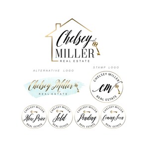 Onroerend goed logo, Makelaar logo, branding kit, Onroerend goed marketing, visitekaartje, Makelaar merk, Key House logo makelaar stamр goud logo 325