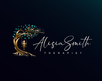 Life coach logo, Psychologist logo, Tree of life roots logo design, Spiritual Healing logo, Woman swing logo, Wellness Life Coach Logo  501